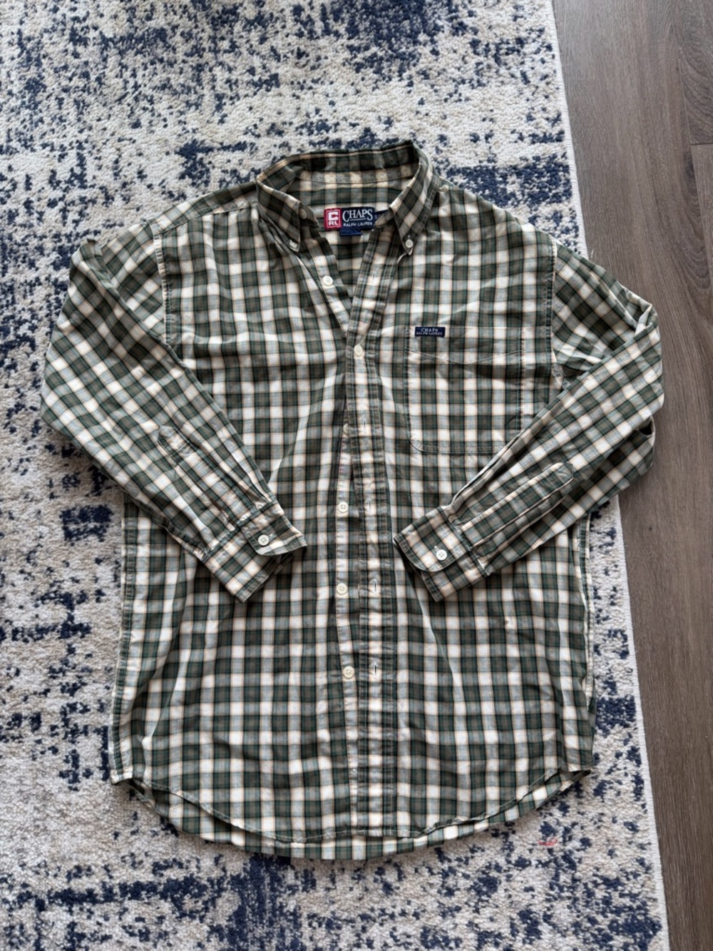 Ralph Lauren Green and White Plaid Button-Down Shirt